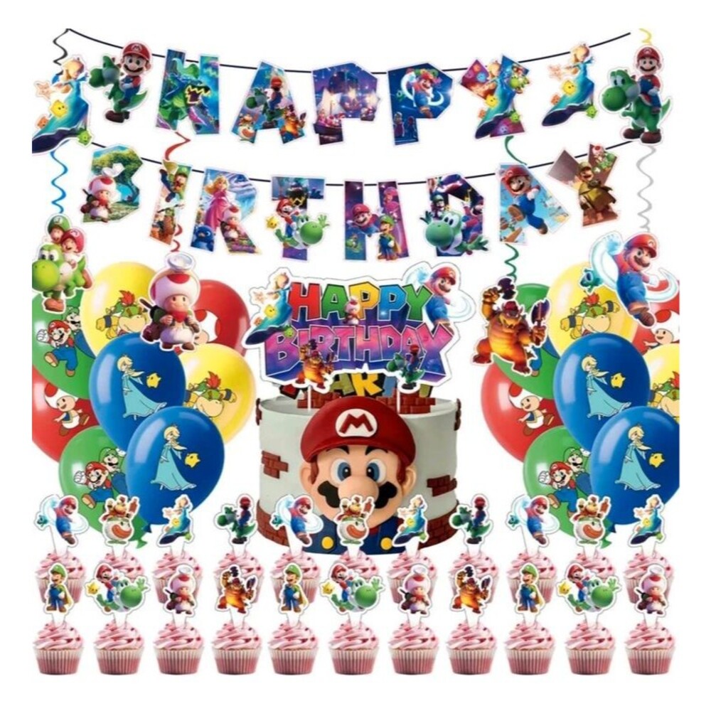 Super Mario Bros Birthday Party Decorations 48 Piece Set Balloons Banner Toppers